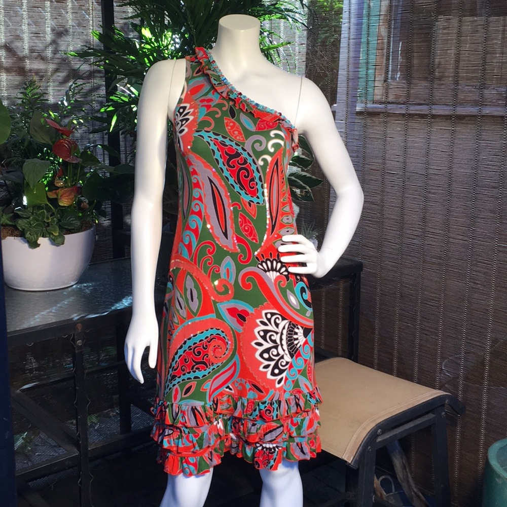 JOYOUS & FREE Embellished One-Shoulder Dress